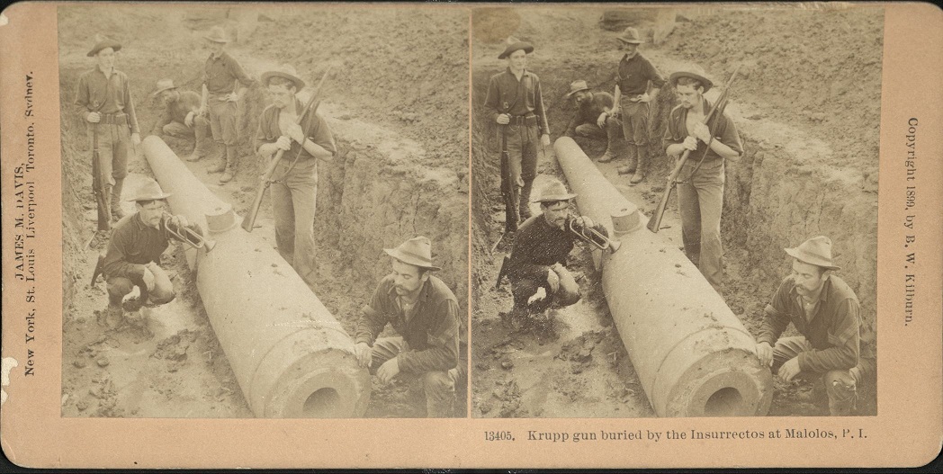 Krupp gun buried by the Insurrectos at Malolos, P. I.